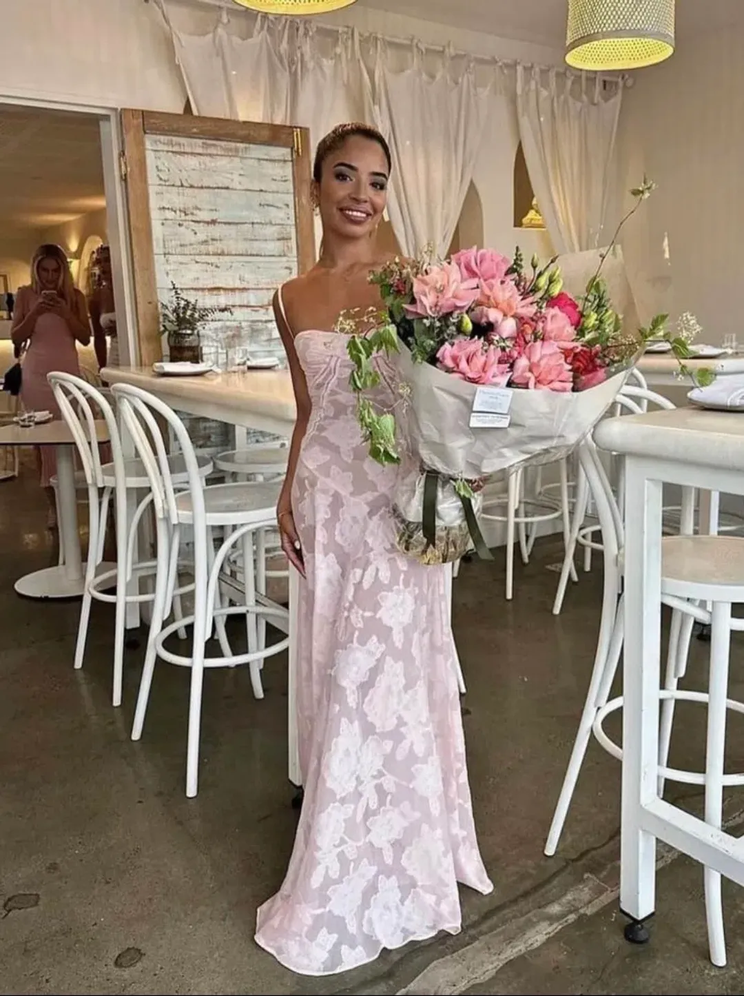 House Of Cb Seren Maxi Dress Soft Pink Size 10 for rent on The Volte - main image