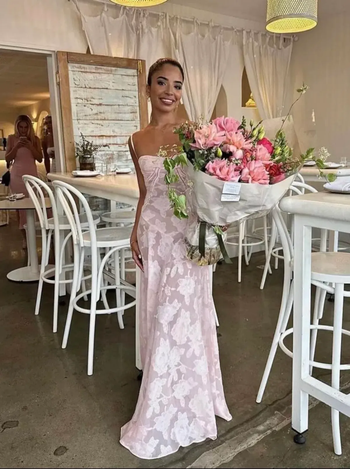 House Of Cb Seren Maxi Dress Soft Pink Size 10 for rent on The Volte - main image