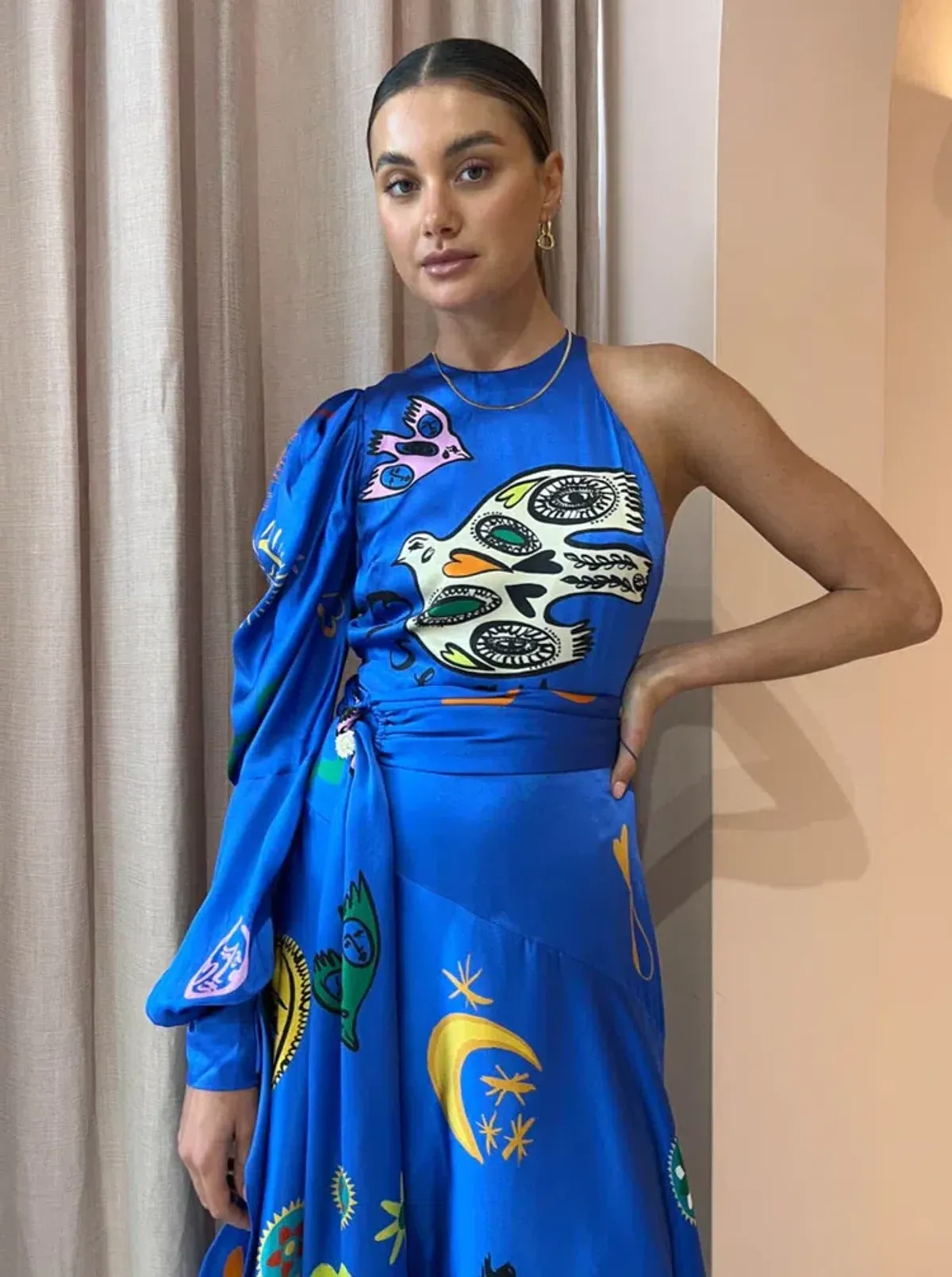 Alemais Soliel One Shoulder Midi Dress in Cobalt Size 8 - Image 2