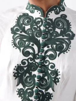 Zimmermann Anneke Tassel-Trimmed Embroidered Linen Dress Ivory/Green Size 0 / Au 8 for rent on The Volte - image 3