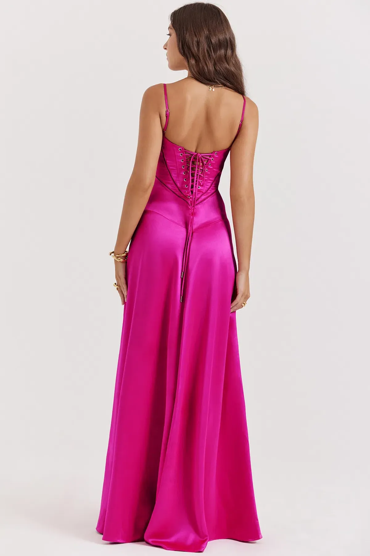 House of CB Anabella Seren Lace Up Corset Maxi Dress in Hot Pink Fuchsia Size XS / AU 6 - Image 3