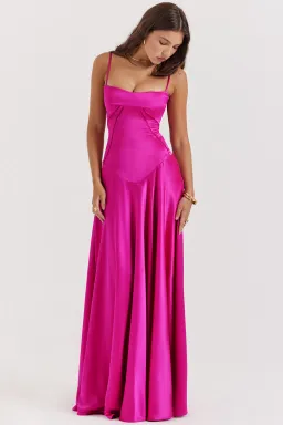 House of CB Anabella Seren Lace Up Corset Maxi Dress in Hot Pink Fuchsia Size XS / AU 6 for rent on The Volte - image 2