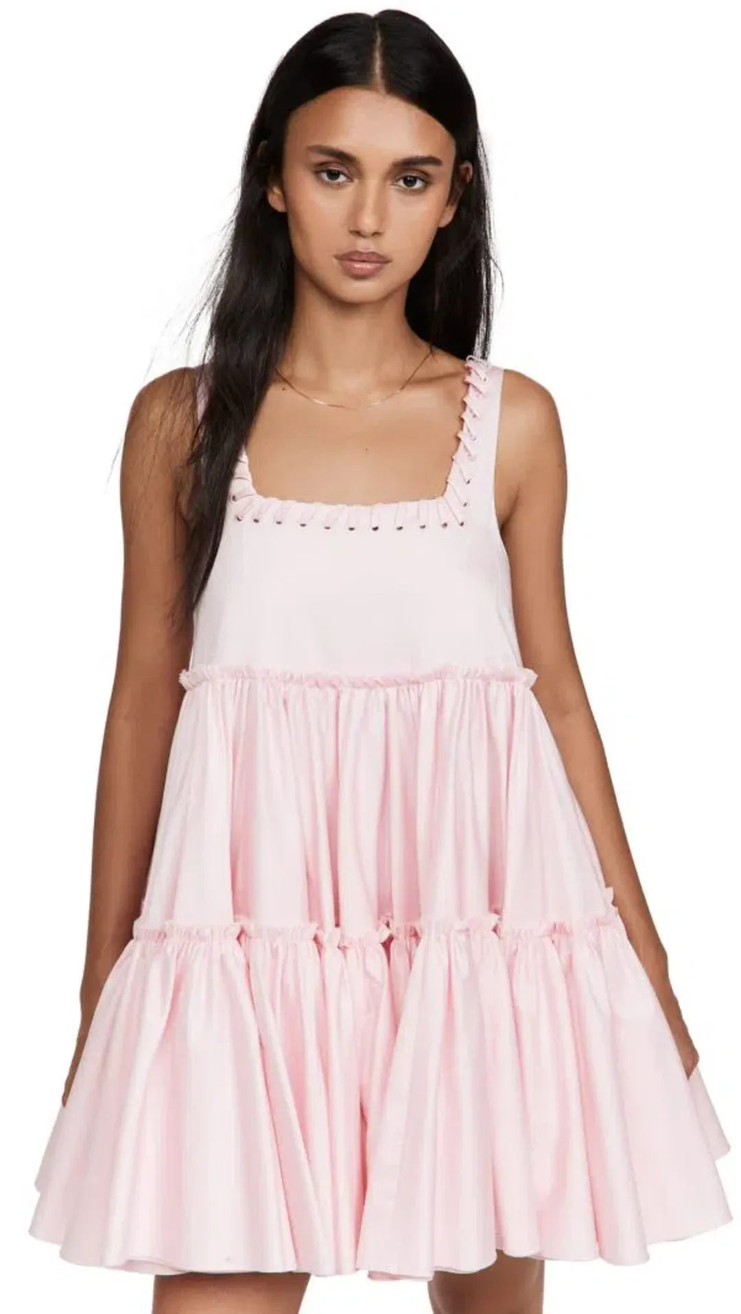 Aje Hushed Laced Sleevless Mini Dress Pink Size AU 6 for rent on The Volte - main image