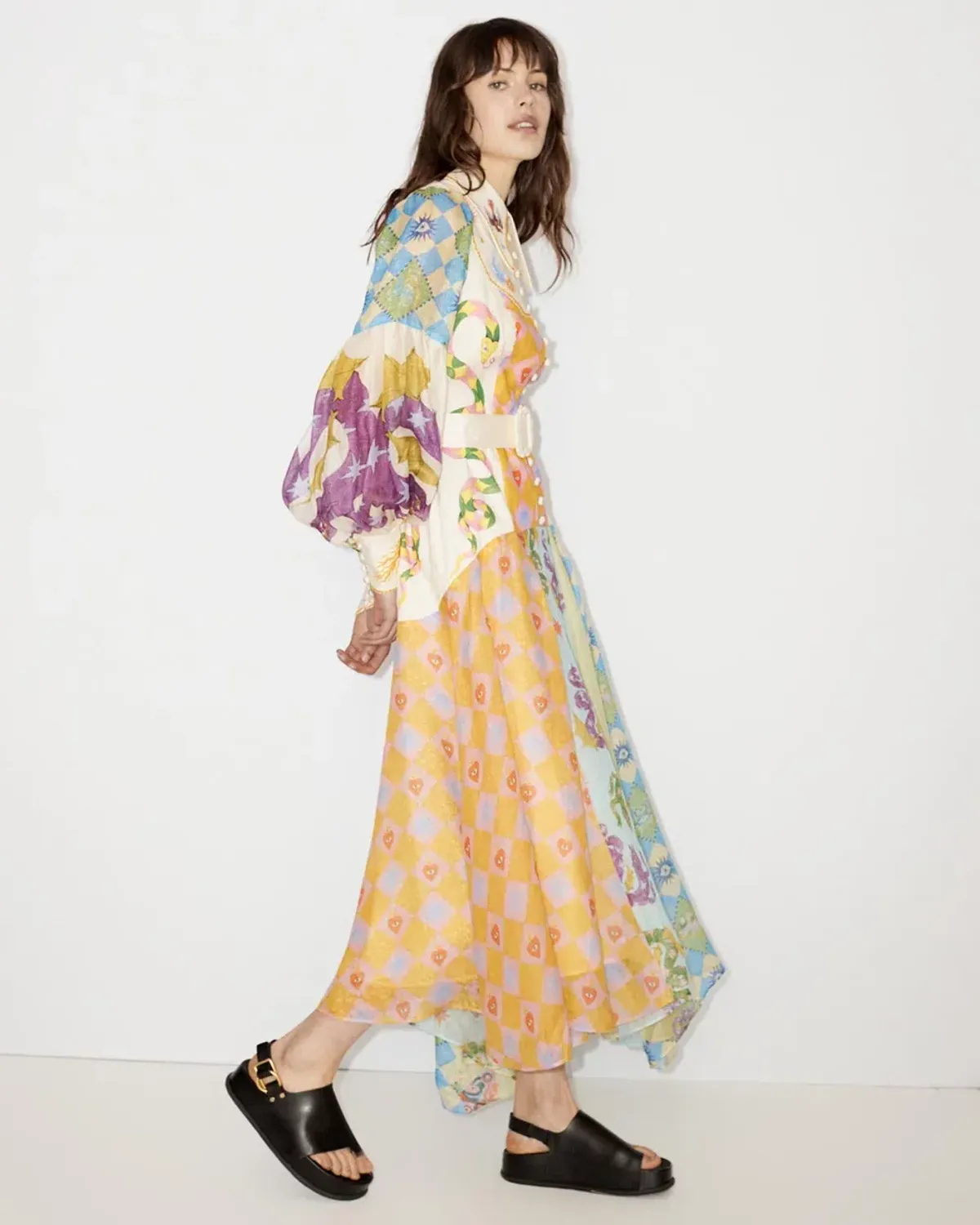Alemais Lou Balloon Sleeve Shirt Dress Multi Size 10 - Image 4