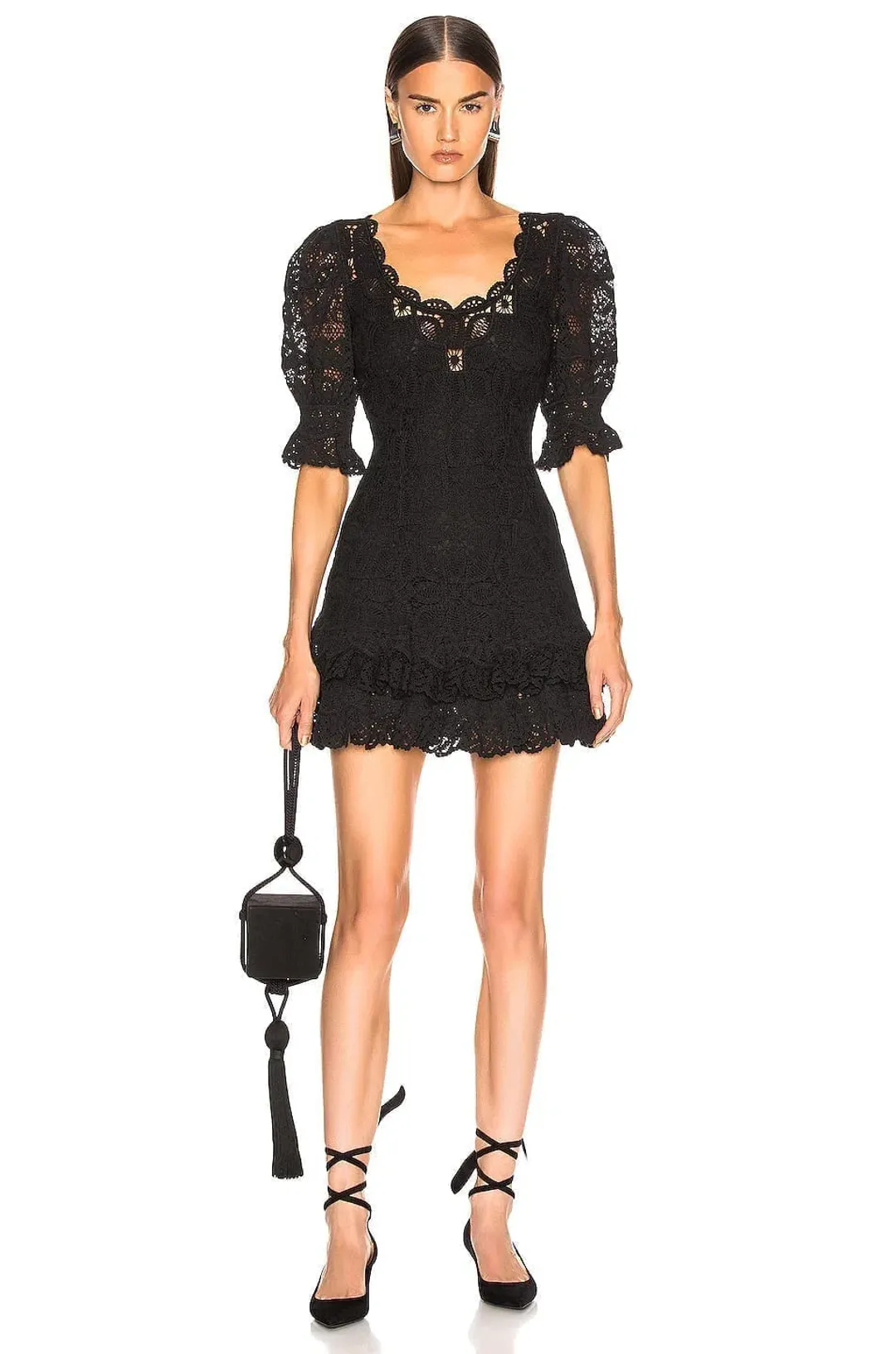 Jonathan Simkhai Crochet Lace Mini Dress Black Size 6 for rent on The Volte - main image