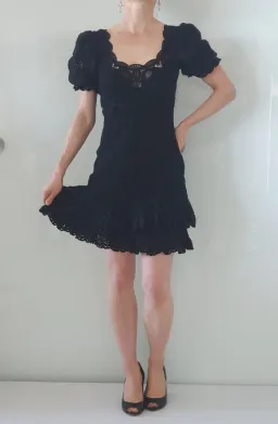 Jonathan Simkhai Crochet Lace Mini Dress Black Size 6 for rent on The Volte - image 3