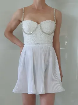 Self Portrait Embellished Lace Bustier Top White Size 4 for rent on The Volte - image 2