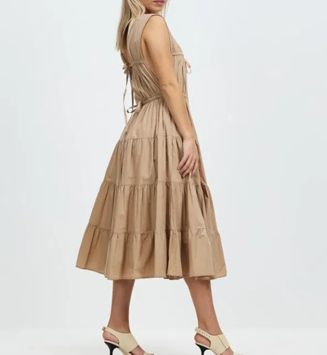 Palm Noosa Wish You Were Here Midi Dress Brown Size 12 for rent on The Volte - main image
