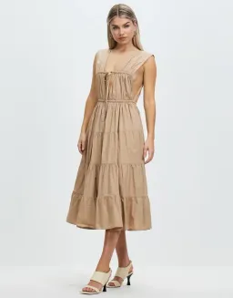 Palm Noosa Wish You Were Here Midi Dress Brown Size 12 for rent on The Volte - image 1