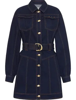 Aje Philia Belted Denim Mini Dress Blue Size 10 for rent on The Volte - image 4