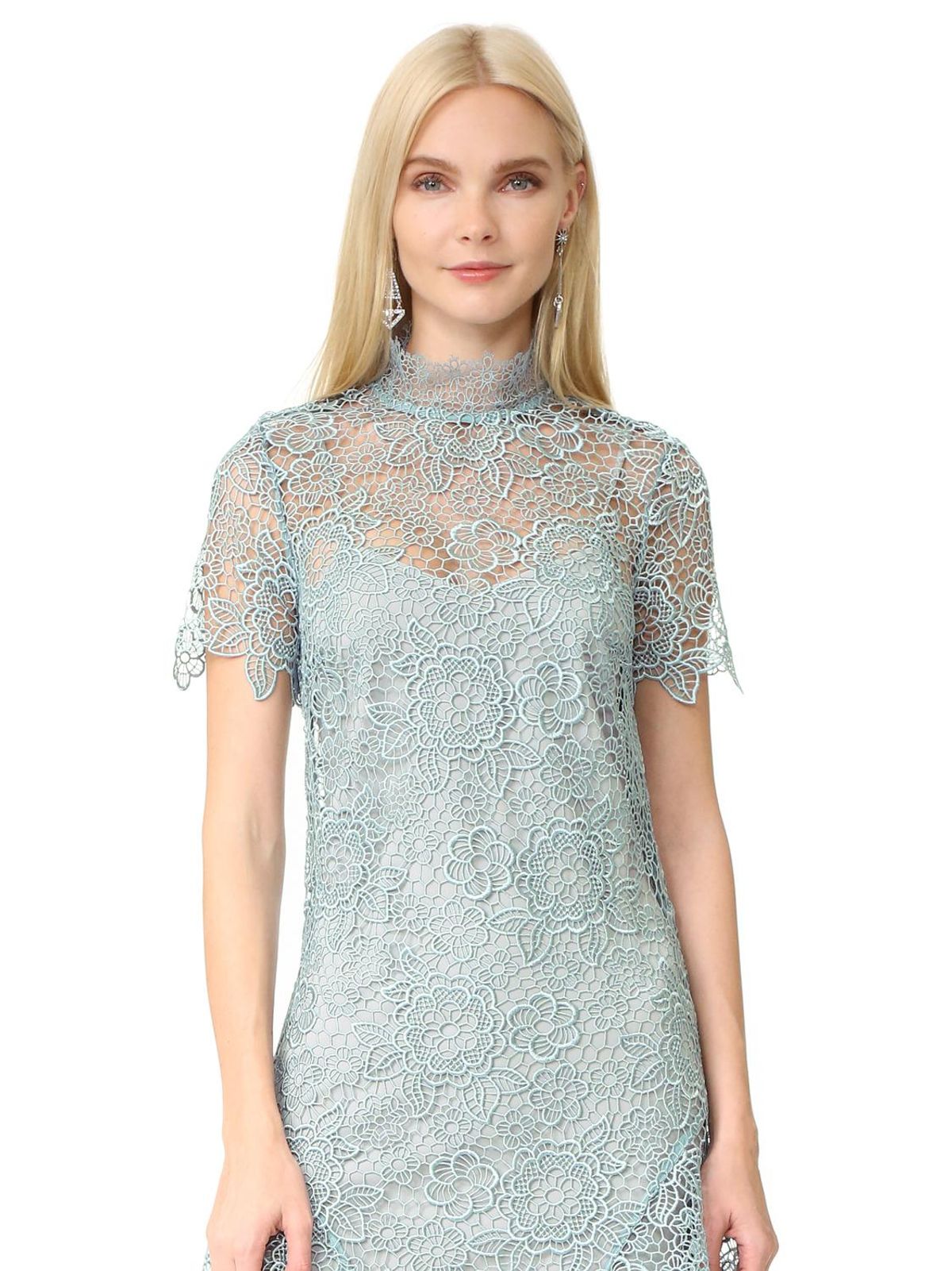 Self Portrait Peep Back Mini Dress - Icey Blue size 10 for rent on The Volte - main image