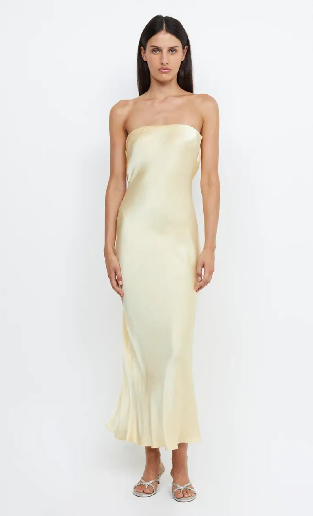 Bec & Bridge Moondance Strapless Dress Ice Yellow Size 6 for rent on The Volte - main image