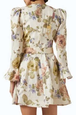 Zimmermann The Luminosity Mini Dress in Multi Floral Cream Size 2 / AU 12 for rent on The Volte - image 2