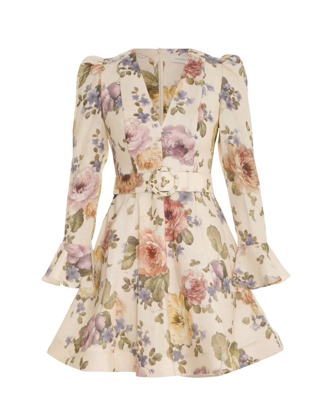 Zimmermann The Luminosity Mini Dress in Multi Floral Cream Size 2 / AU 12 for rent on The Volte - main image