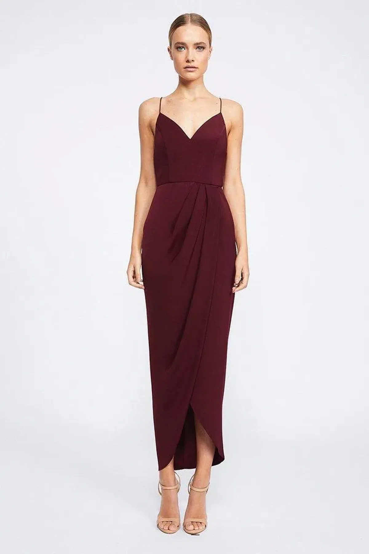 Shona Joy Cocktail Dress Burgundy Size 8 - Image 1