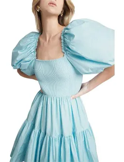 Aje Casa Puff Sleeve Mini Knit Dress Ice Blue Size 12 for rent on The Volte - image 3