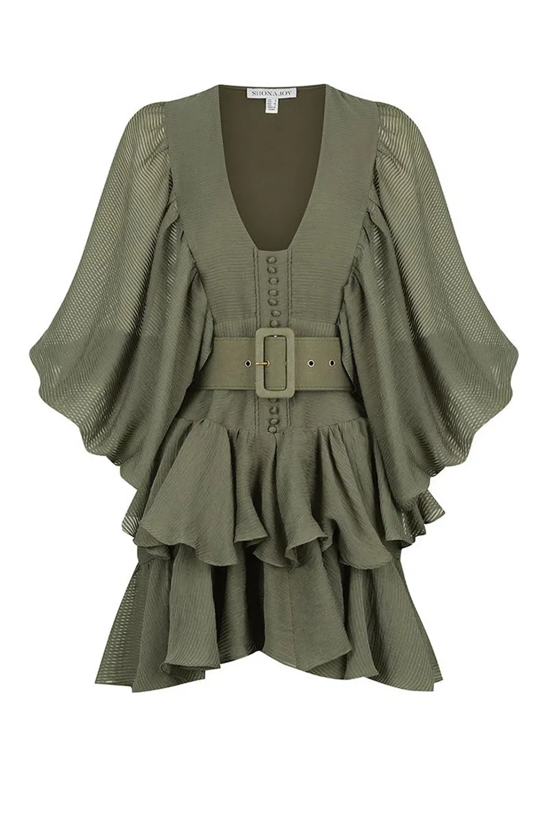 Shona Joy Charlotte Plunge Draped Mini Dress Green Size AU 10 for rent on The Volte - main image