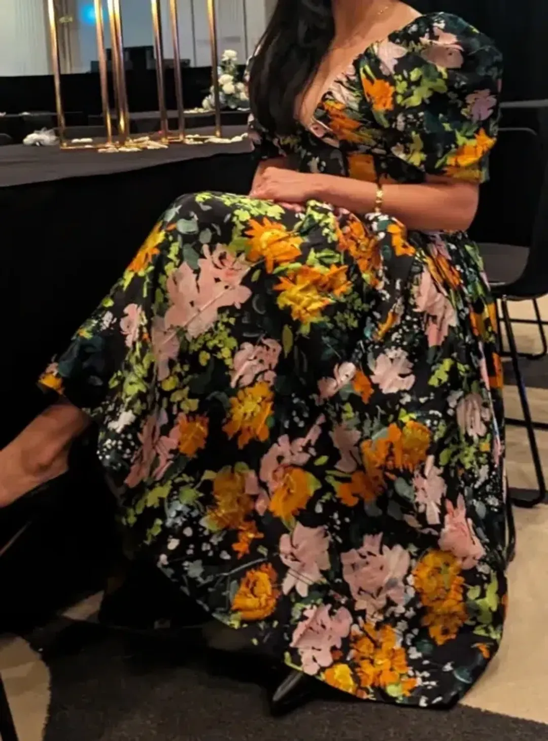Aje Gabrielle Plunge Midi Dress Floral Size AU 8 for rent on The Volte - main image