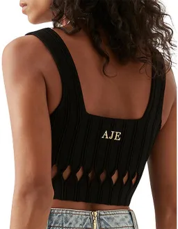 Aje Ney Diamond Cut Out Crop Top Black Size AU 12 for rent on The Volte - image 4