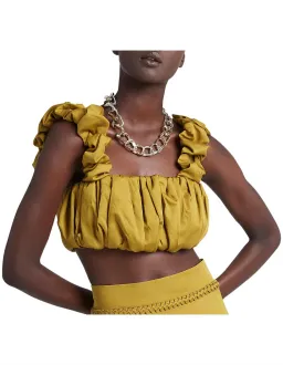 Aje Medina Ruched Cropped Top Yellow Size AU 12 for rent on The Volte - image 2