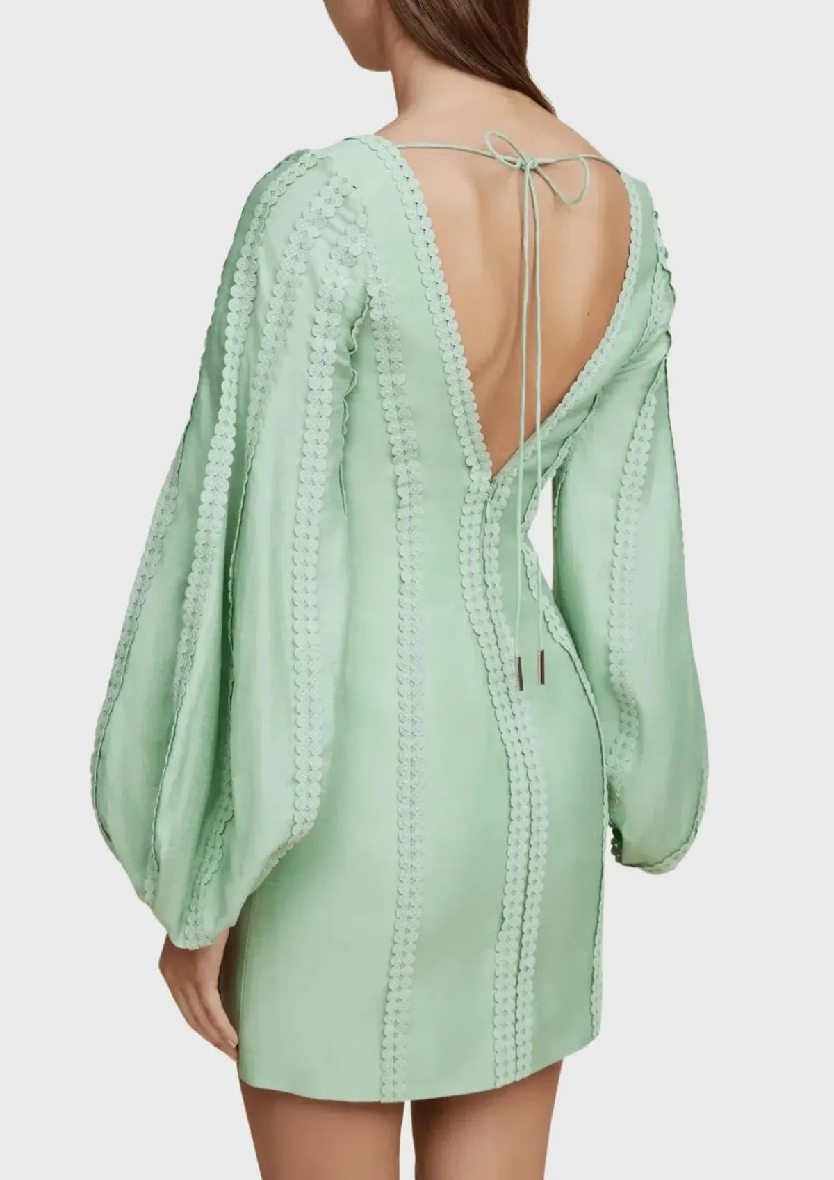 Acler Duxbury Long Sleeve Mini Dress Green Size 14 - Image 4