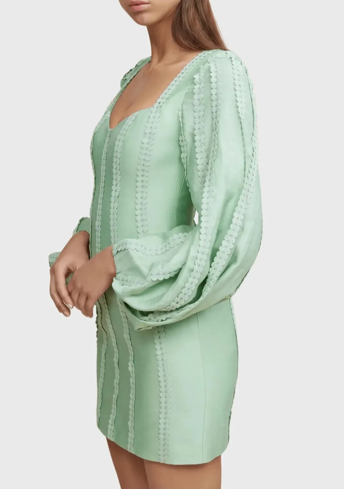 Acler Duxbury Long Sleeve Mini Dress Green Size 14 - Image 3