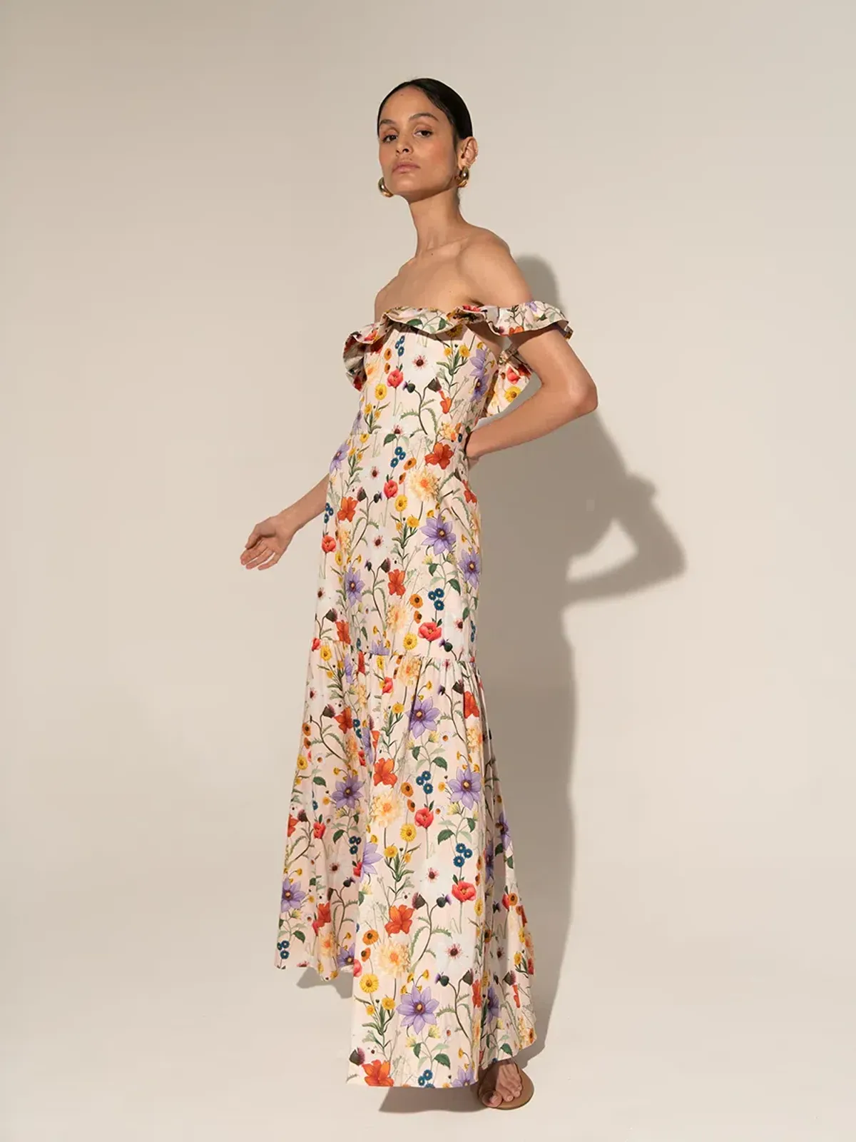 Borgo de Nor Farrah Off Shoulder Cotton Dress Floral Size 12 - Image 4