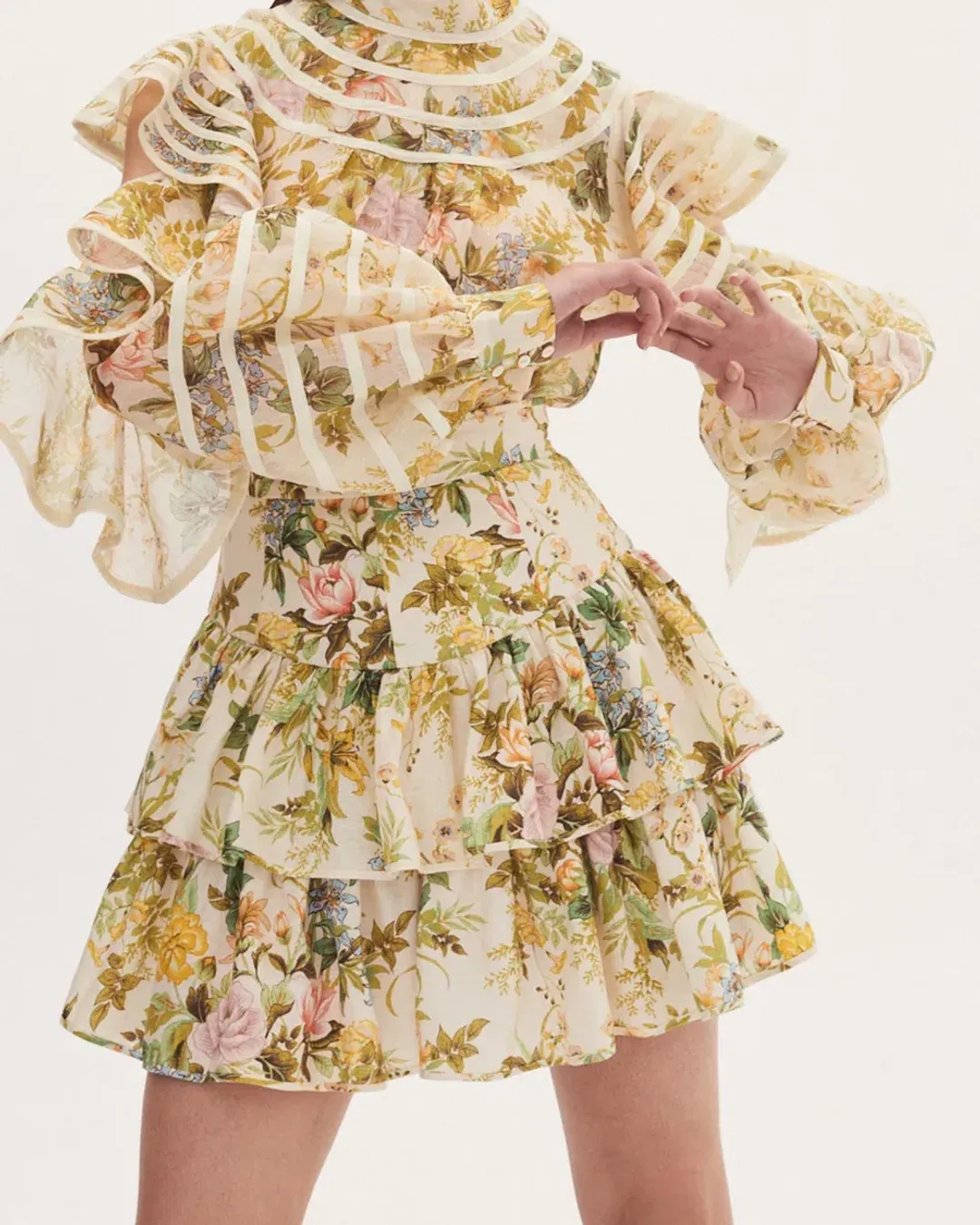 Alemais Eden Blouse and Mini Skirt Set Floral Size 12 for rent on The Volte - main image