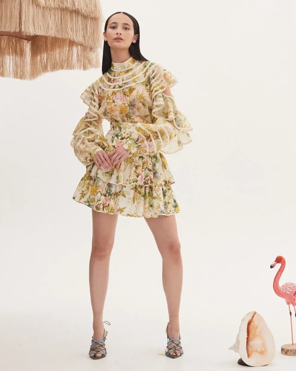 Alemais Eden Blouse and Mini Skirt Set Floral Size 12 for rent on The Volte - main image