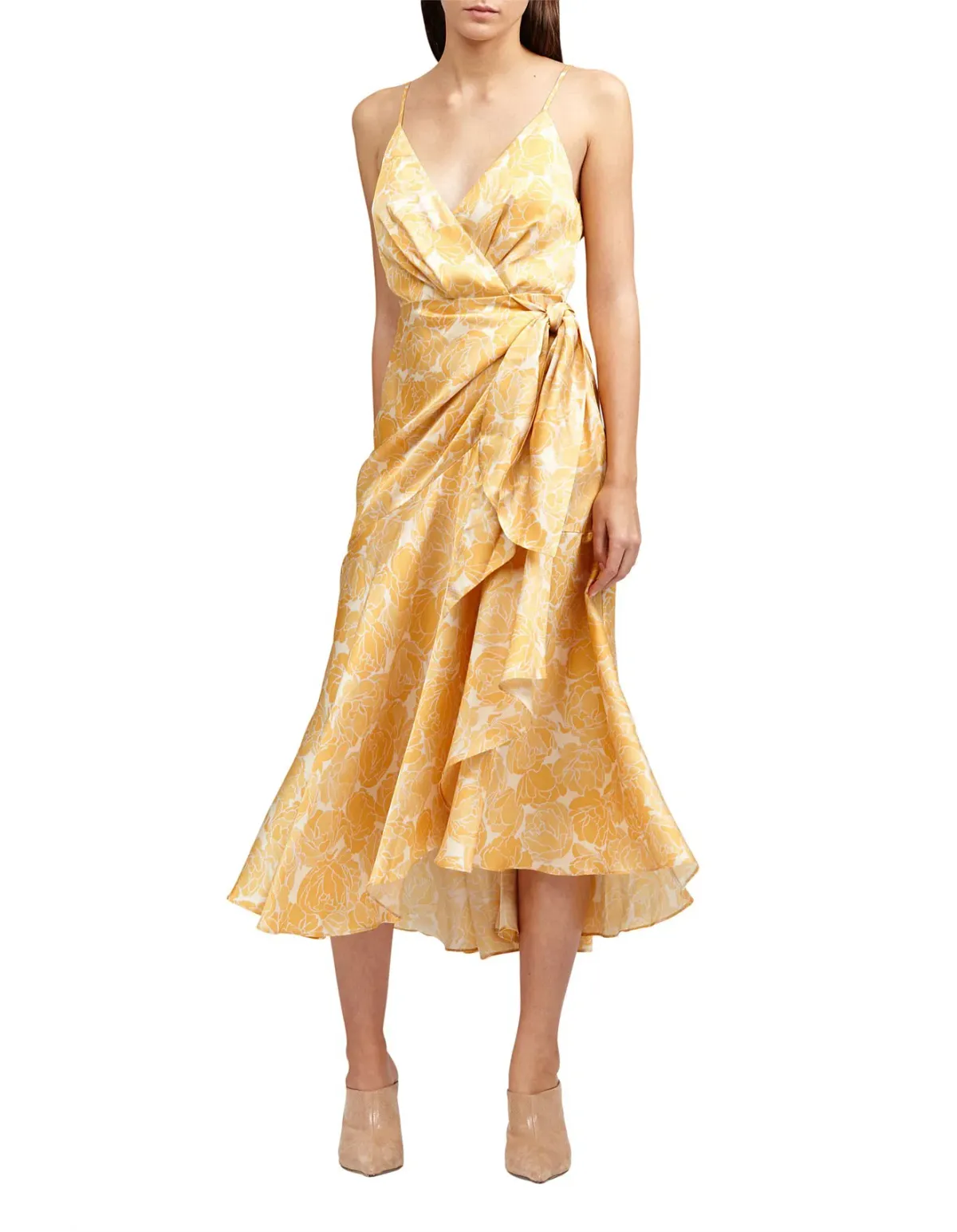 Acler Dana Wrap Midi Dress Floral Size 12 for rent on The Volte - main image