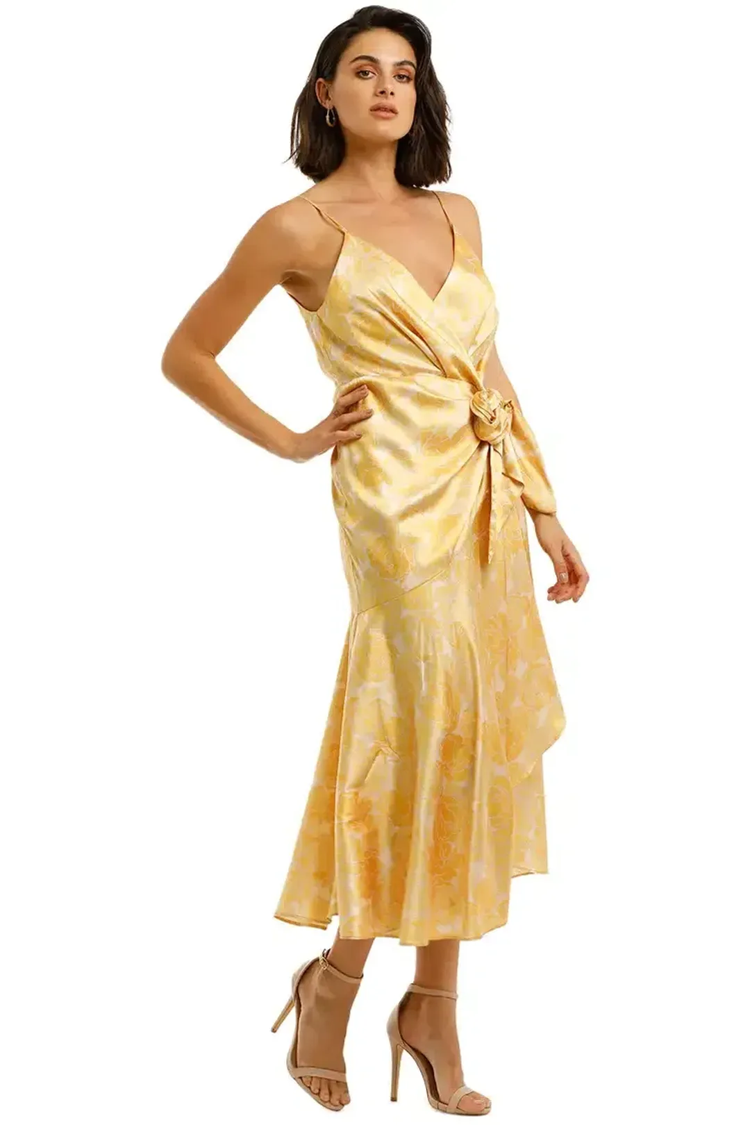 Acler Dana Wrap Midi Dress Floral Size 12 for rent on The Volte - main image