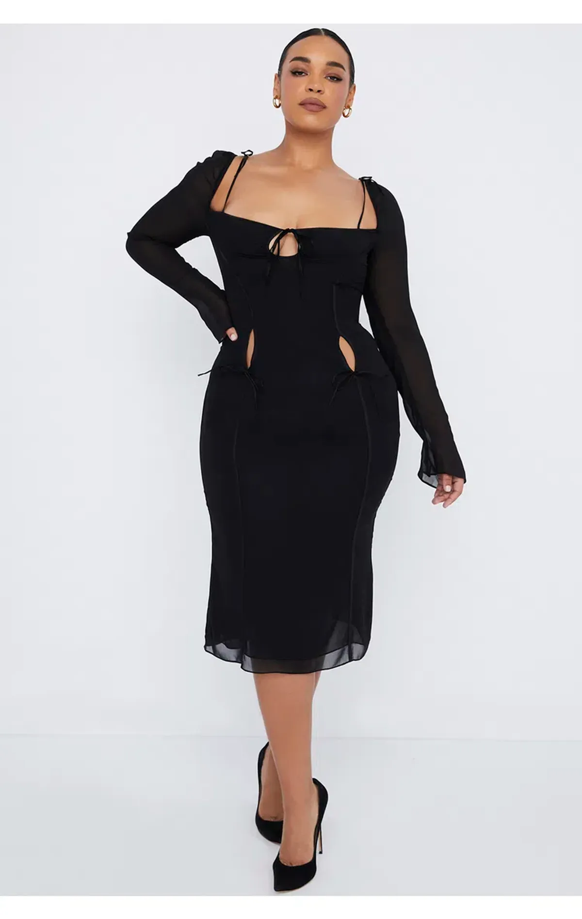 House of CB Ophelia Cutout Midi Dress Black Size L / AU 12 for rent on The Volte - main image