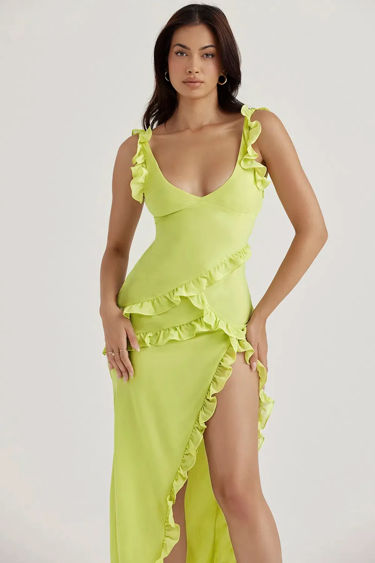 House of CB Pixie Ruffle Maxi Dress Lime Size S / AU 8 - Image 9