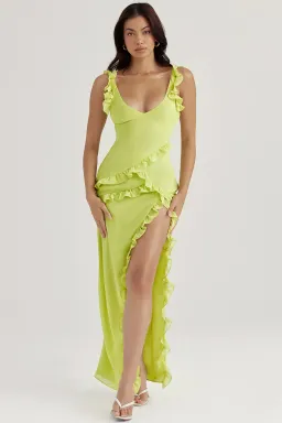 House of CB Pixie Ruffle Maxi Dress Lime Size S / AU 8-10 for rent on The Volte - image 11