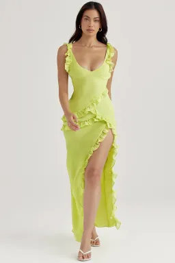 House of CB Pixie Ruffle Maxi Dress Lime Size S / AU 8-10 for rent on The Volte - image 2