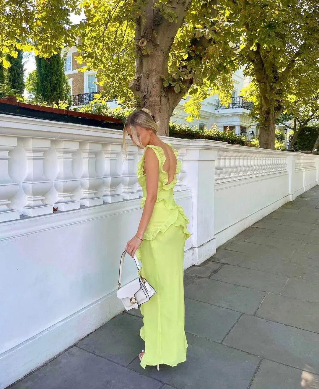 House of CB Pixie Ruffle Maxi Dress Lime Size S / AU 8-10 for rent on The Volte - main image