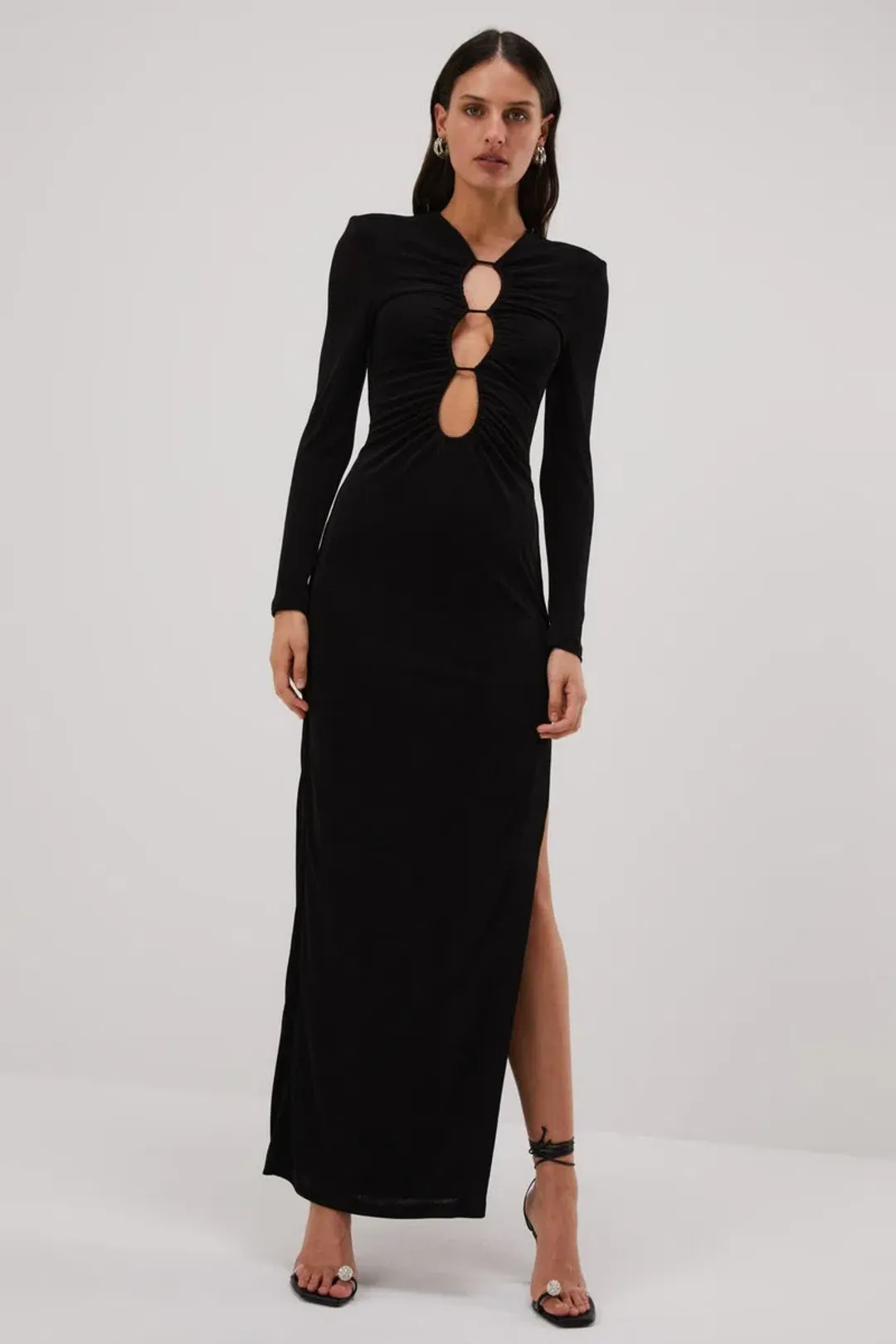 Misha Edita Slinky Jersey Gown Black Size 8 for rent on The Volte - main image