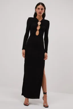 Misha Edita Slinky Jersey Gown Black Size 8 for rent on The Volte - image 1