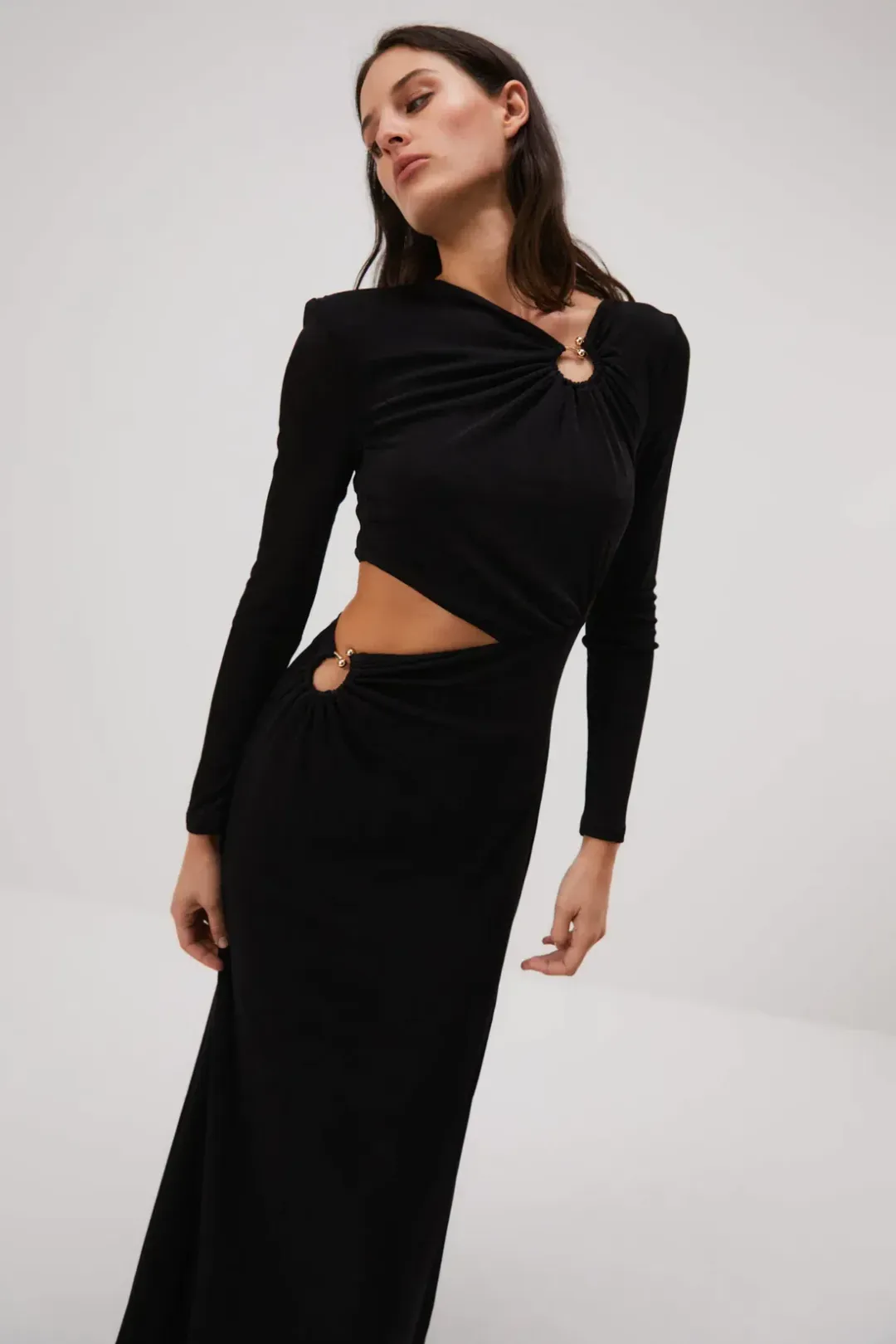 Misha Akarai Slinky Jersey Gown Black Size 8 for rent on The Volte - main image