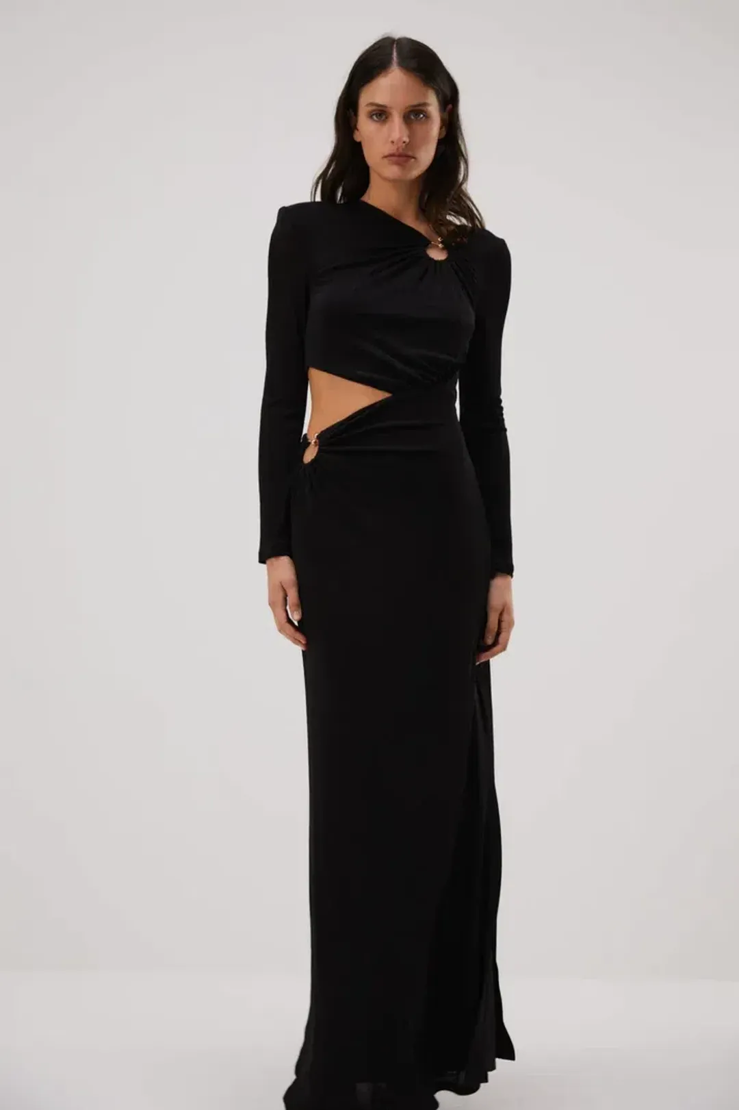 Misha Akarai Slinky Jersey Gown Black Size 8 for rent on The Volte - main image