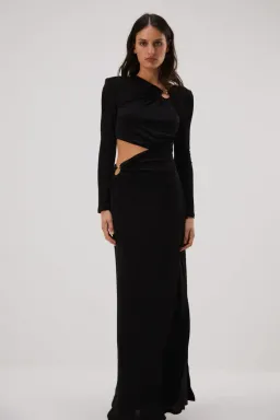 Misha Akarai Slinky Jersey Gown Black Size 8 for rent on The Volte - image 1