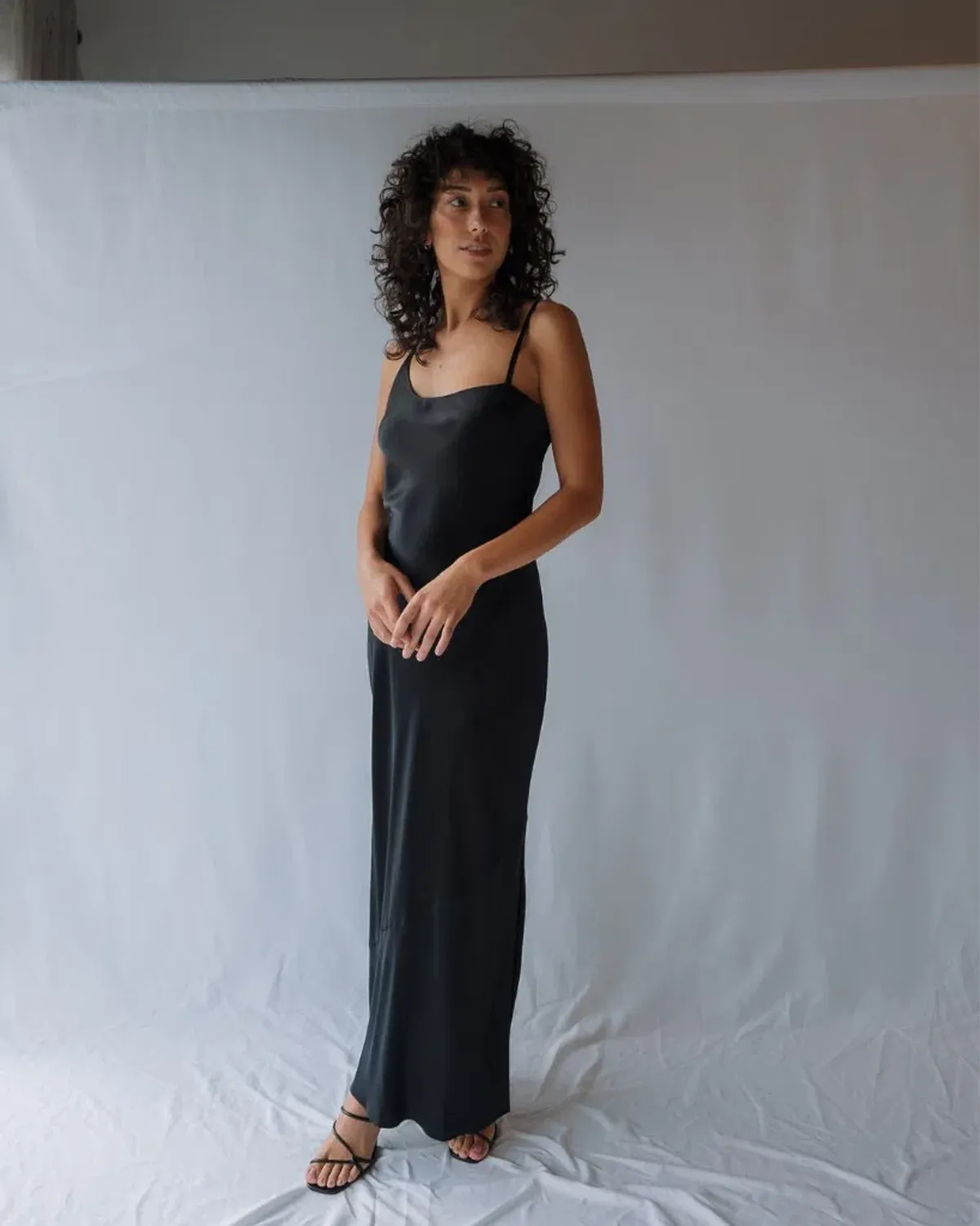 Sir the Label Julien Asymmetric Slip Dress Black Size 8 - Image 1