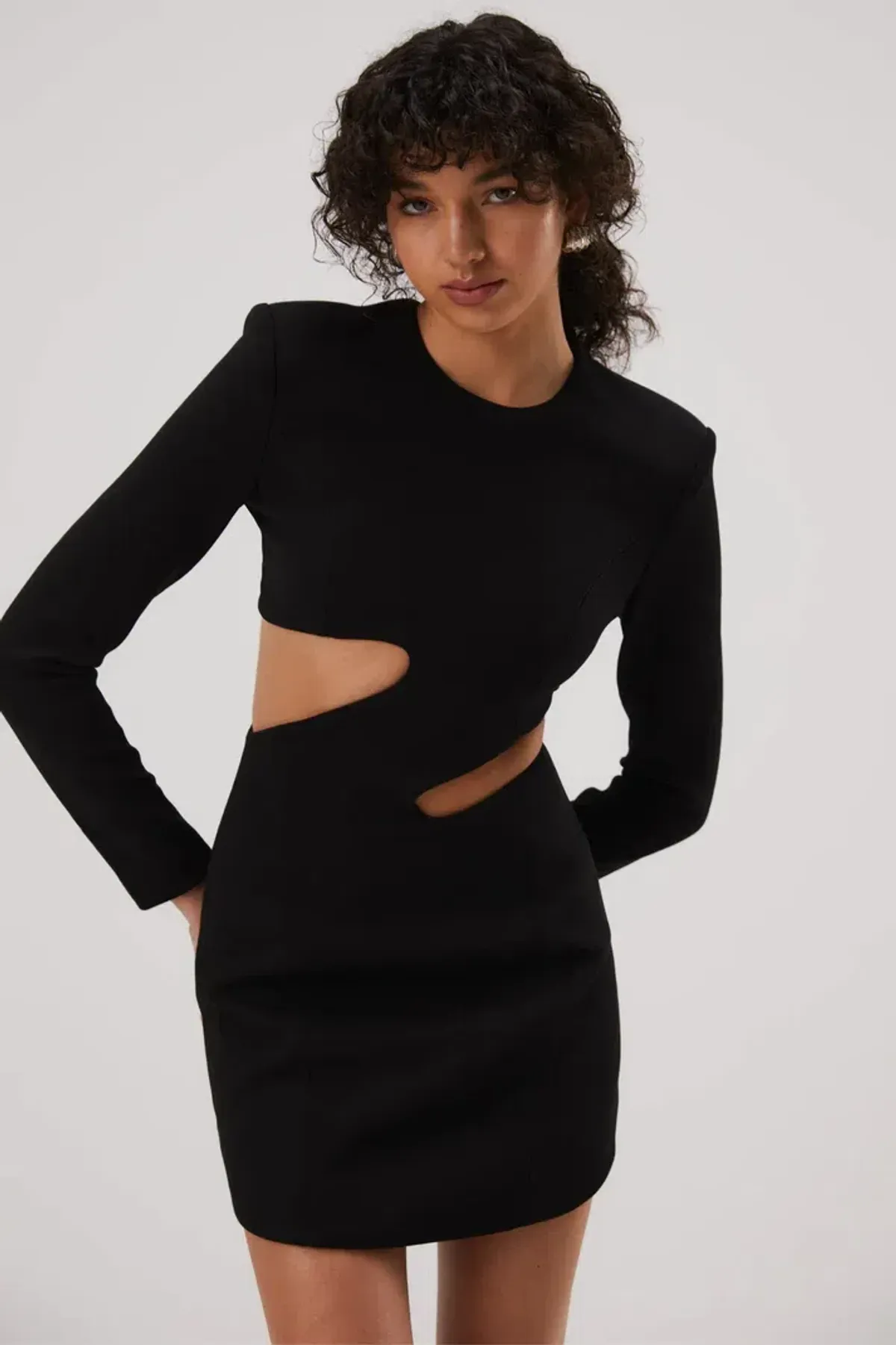Misha Cosette Bonded Crepe Mini Dress Black Size 6 - Image 2