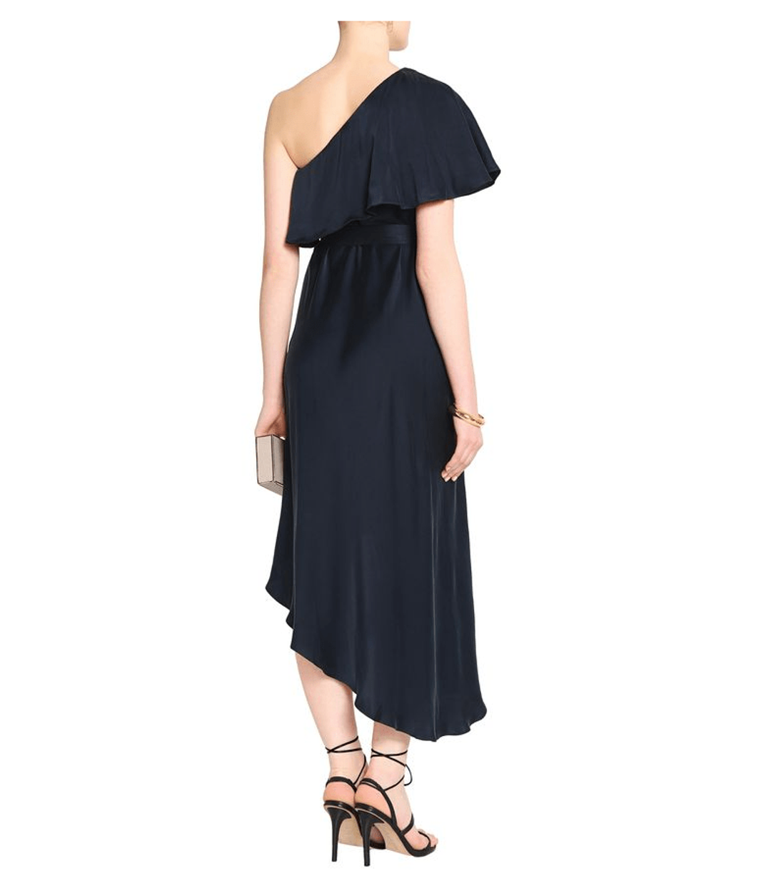 Zimmermann One Shoulder Ruffled Silk Midi Dress Navy Size 6 for rent on The Volte - main image