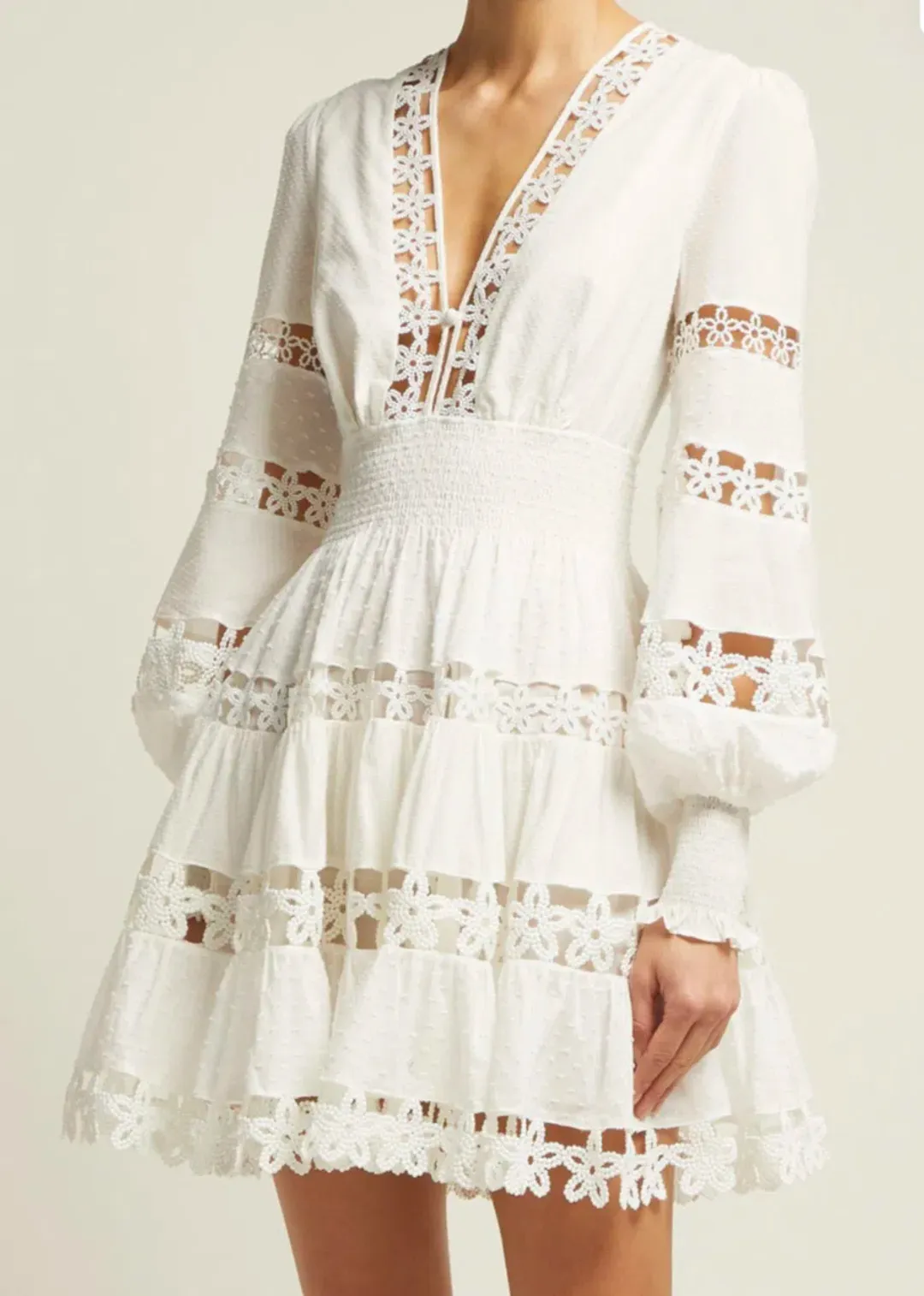 Zimmermann Ivory Embroidered Primrose Daisy Short Dress Size 1/10 for rent on The Volte - main image