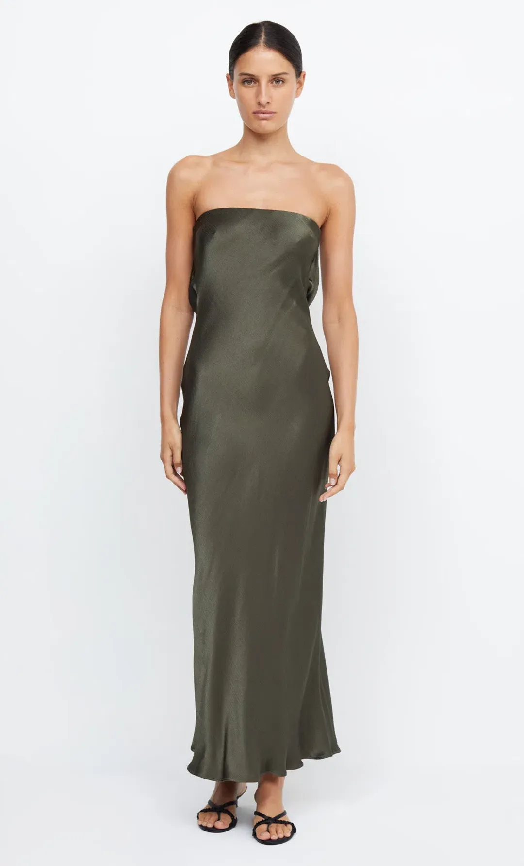 Bec & Bridge Moon Dance Strapless Dress Dark Willow Size 8 for rent on The Volte - main image