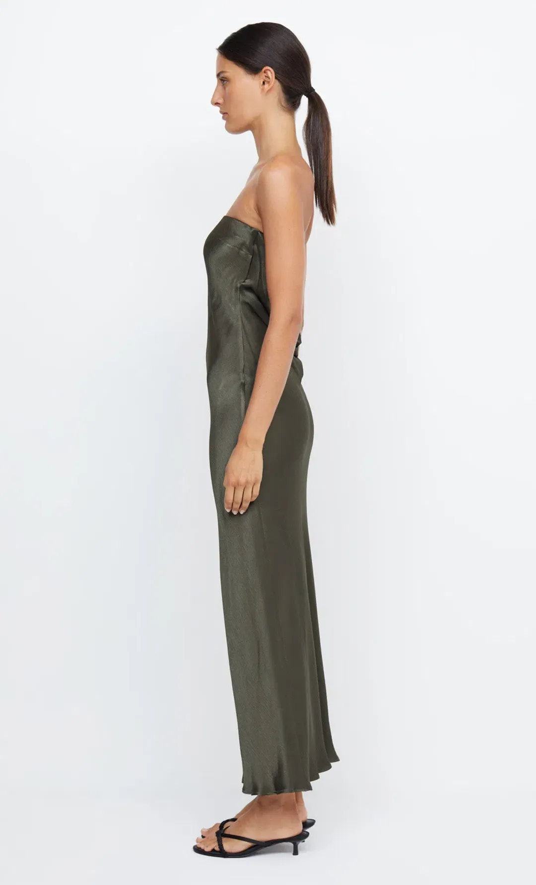 Bec & Bridge Moon Dance Strapless Dress Dark Willow Size 8 for rent on The Volte - main image