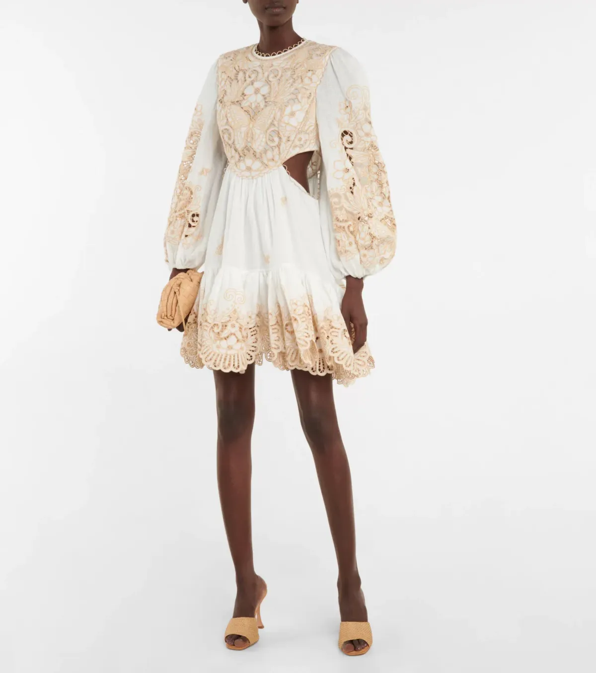 Zimmermann Ivory Embroidered Jeannie Mini Dress Size 0/ Au 8 - Image 1