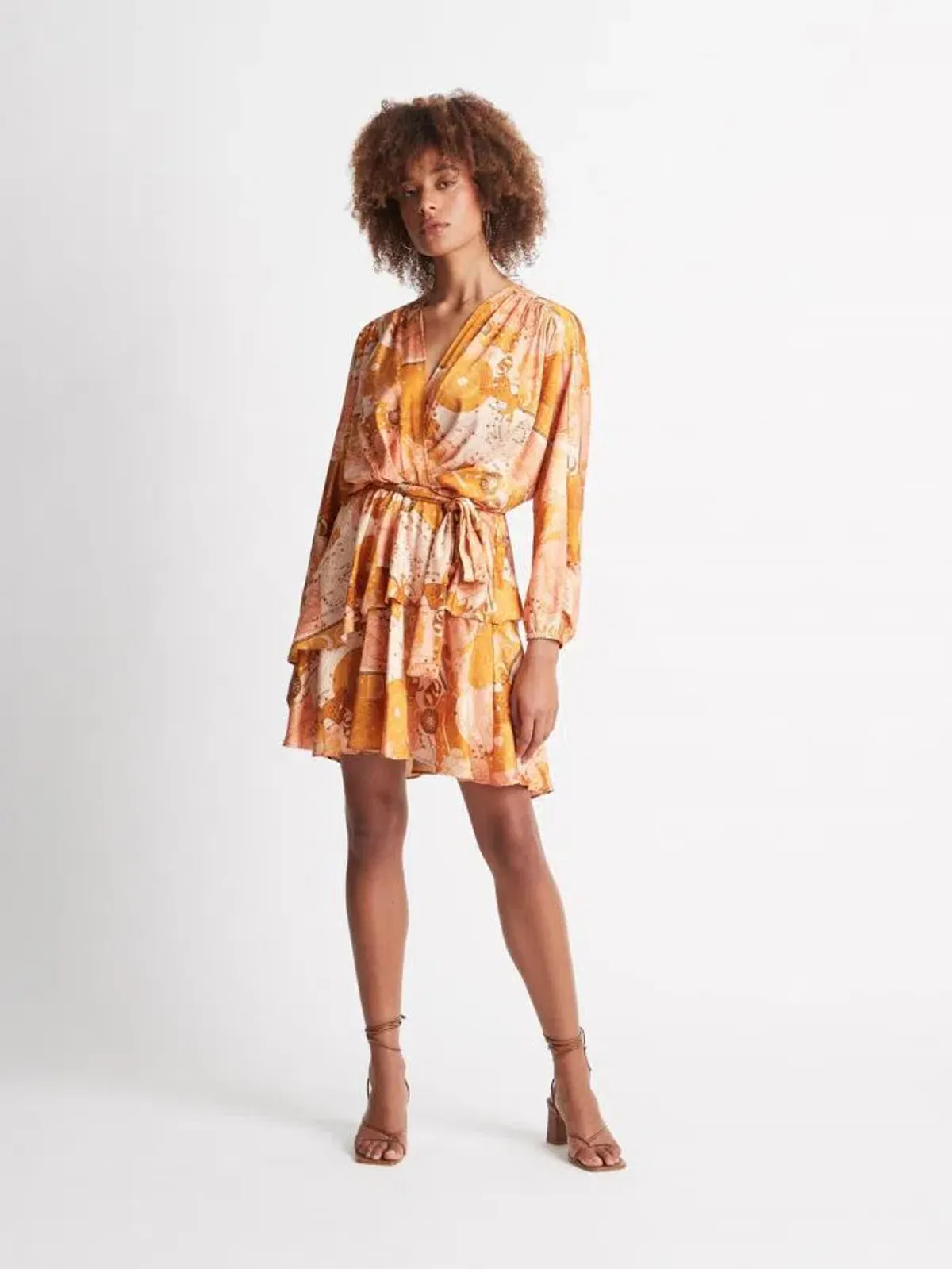 Sheike Tarot Mini Dress Orange Print Size 12 for rent on The Volte - main image