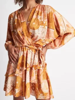 Sheike Tarot Mini Dress Orange Print Size 12 for rent on The Volte - image 2